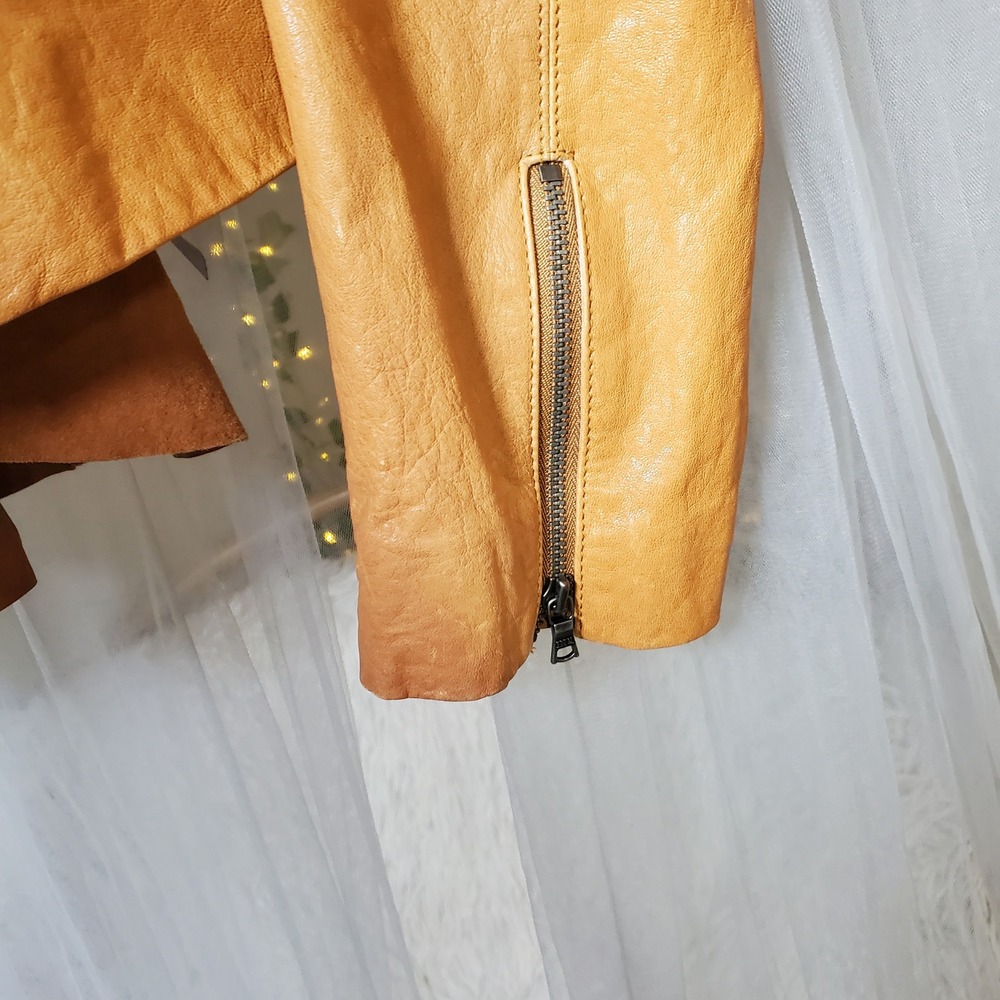 Alice & Olivia Boho Lambskin Leather Jacket Open Drape Western Cowgirl Size M - Picture 3 of 8